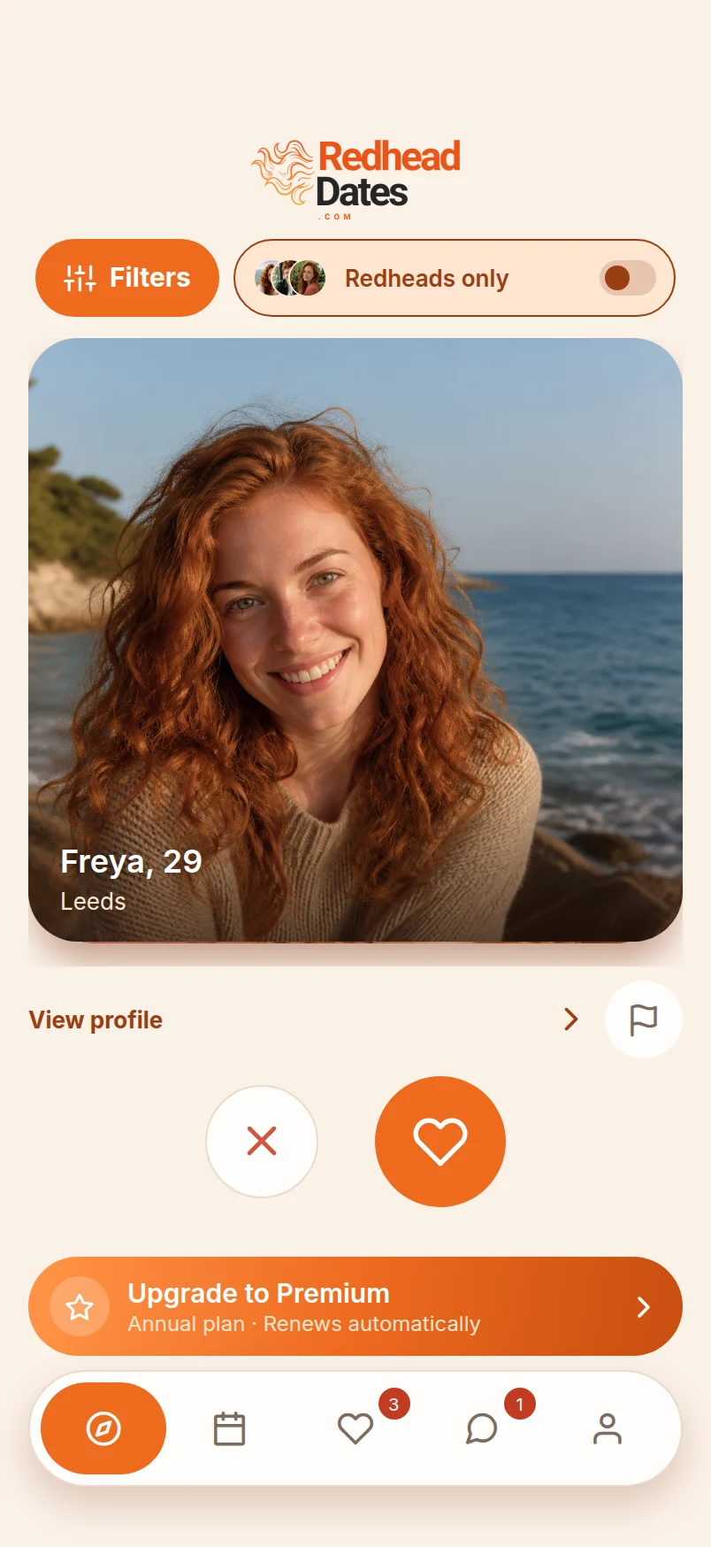 Discover redheads in the Redhead Dates app